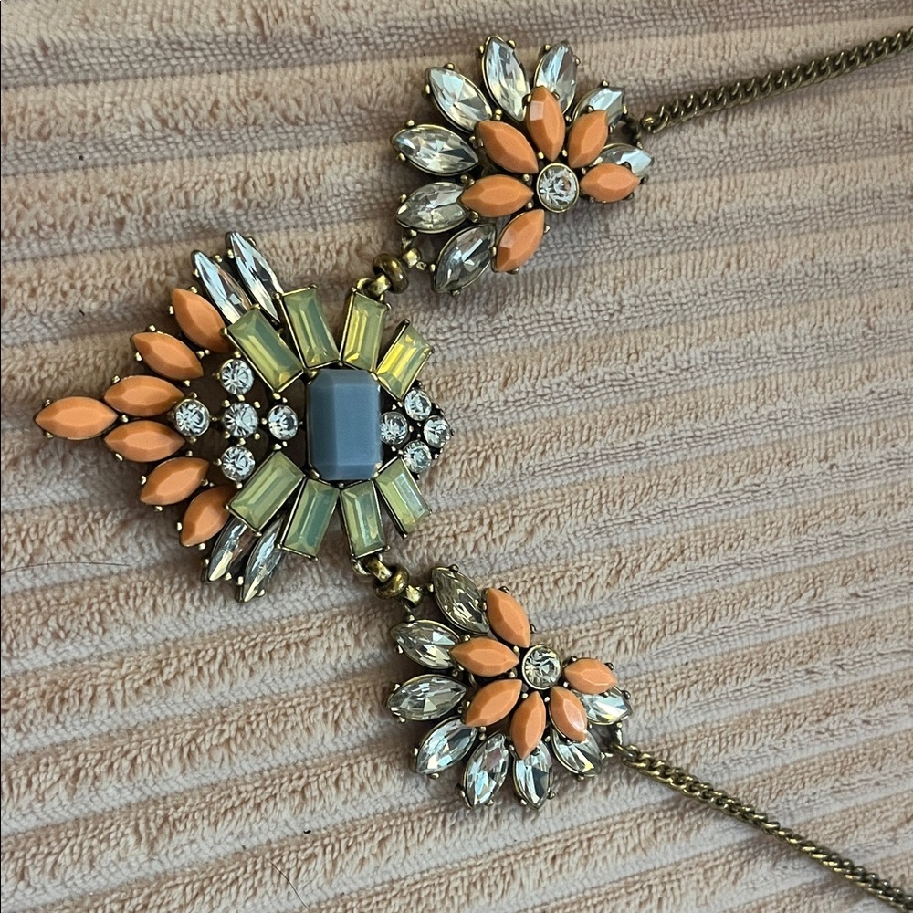 J. Crew Floral Crystal Necklace in Peach and Clear - Picture 3 of 3